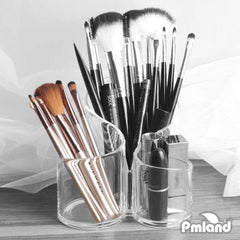 PMLAND acrylic makeup brush holder close-up highlighting durability and visibility.