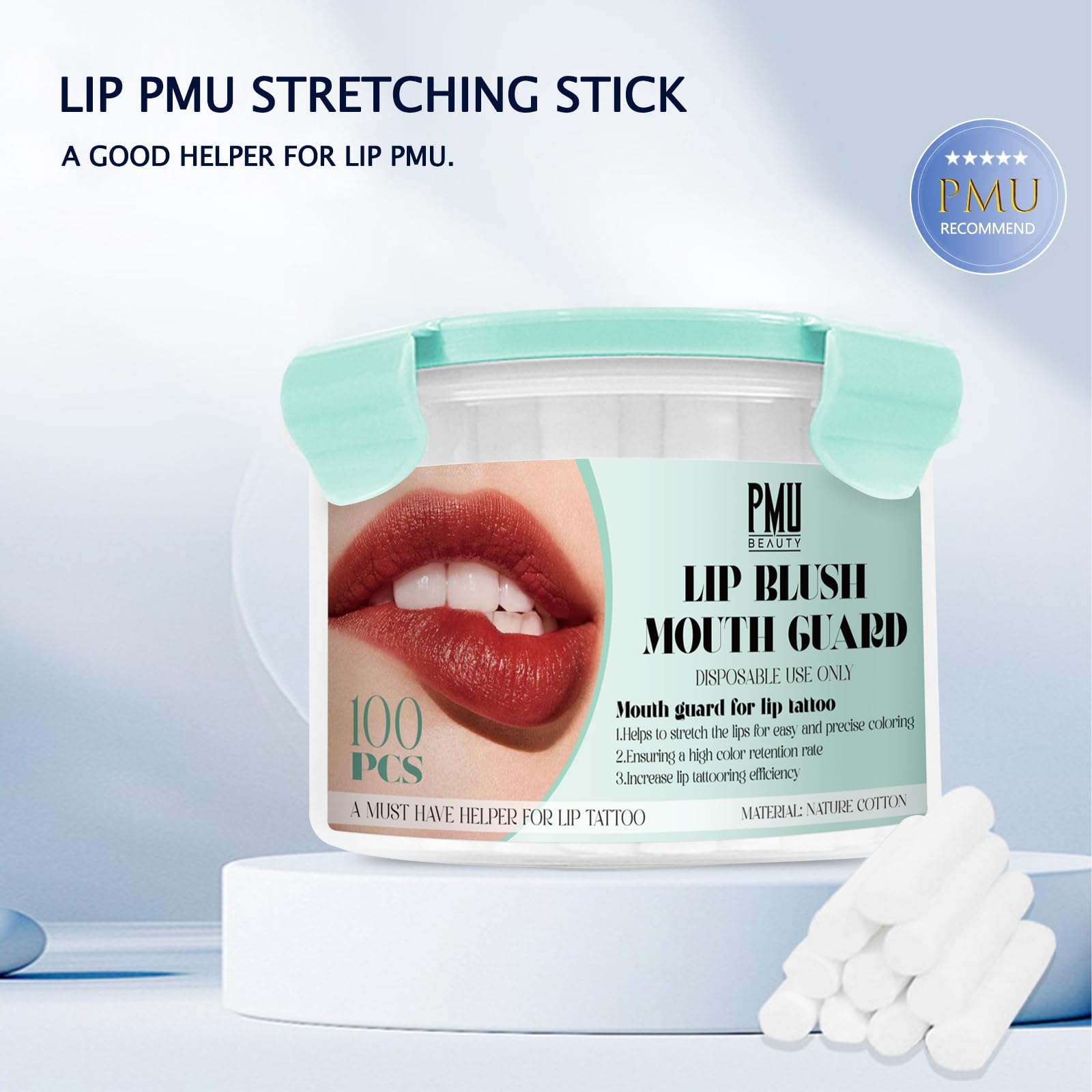 PMUBEAUTY lint-free sticks help maintain dryness on the tattooed surface.