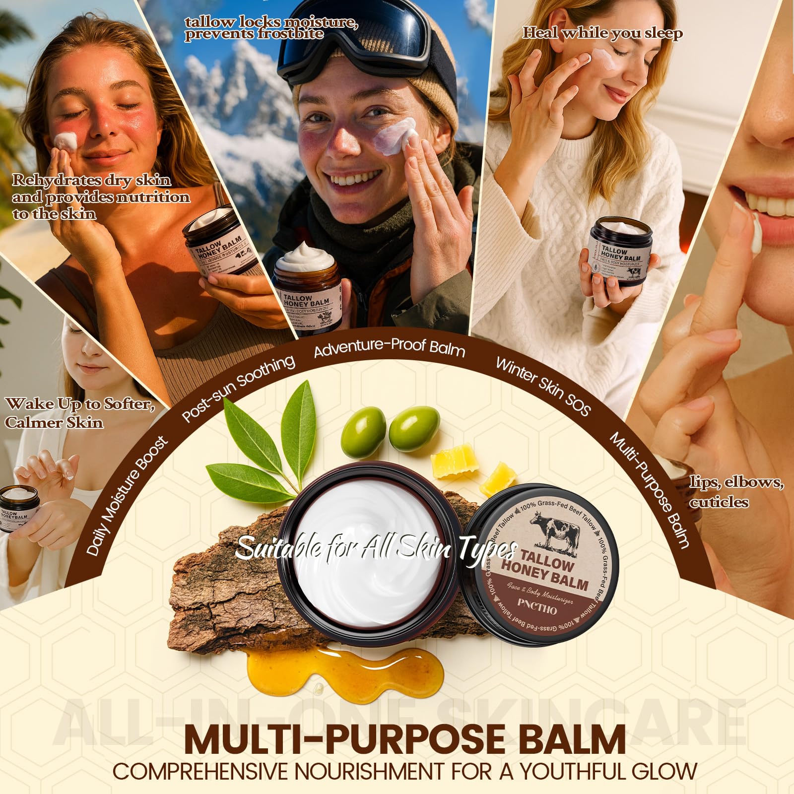 Pnctho Balm for face application delivers lightweight daily hydration.