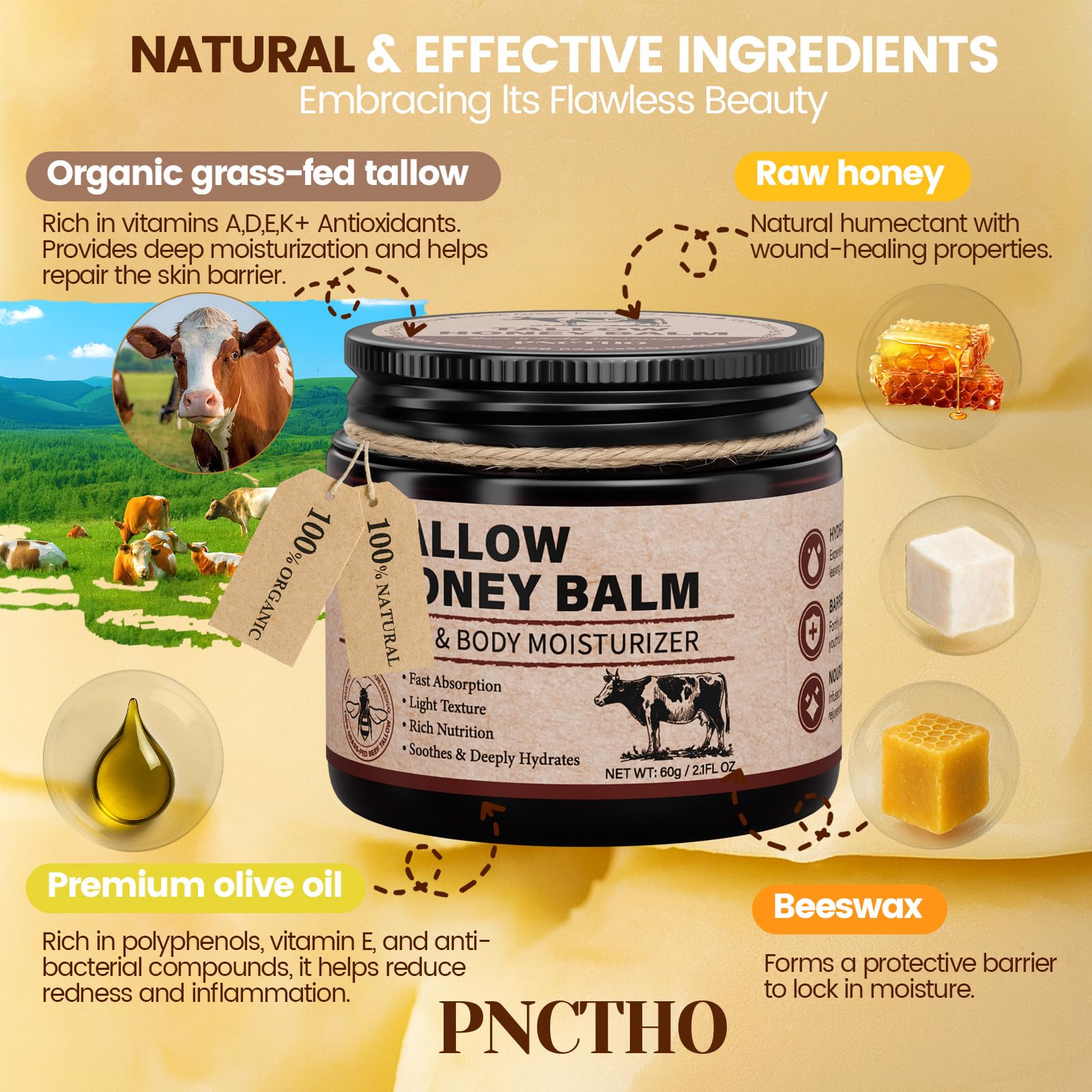 Pnctho Balm on hands demonstrates nourishing hand care.