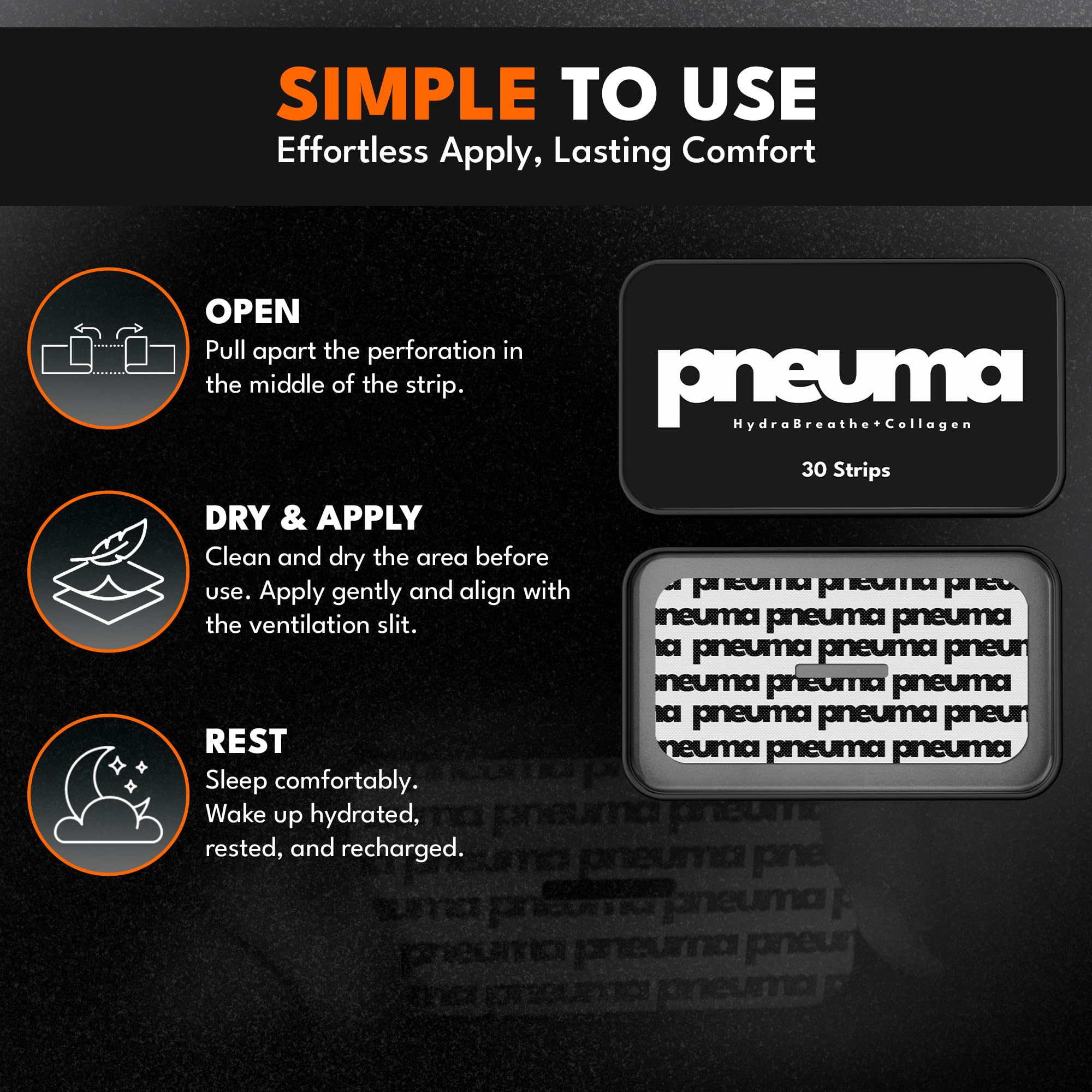 PNEUMA vegan collagen strips gentle adhesive application for easy nightly use