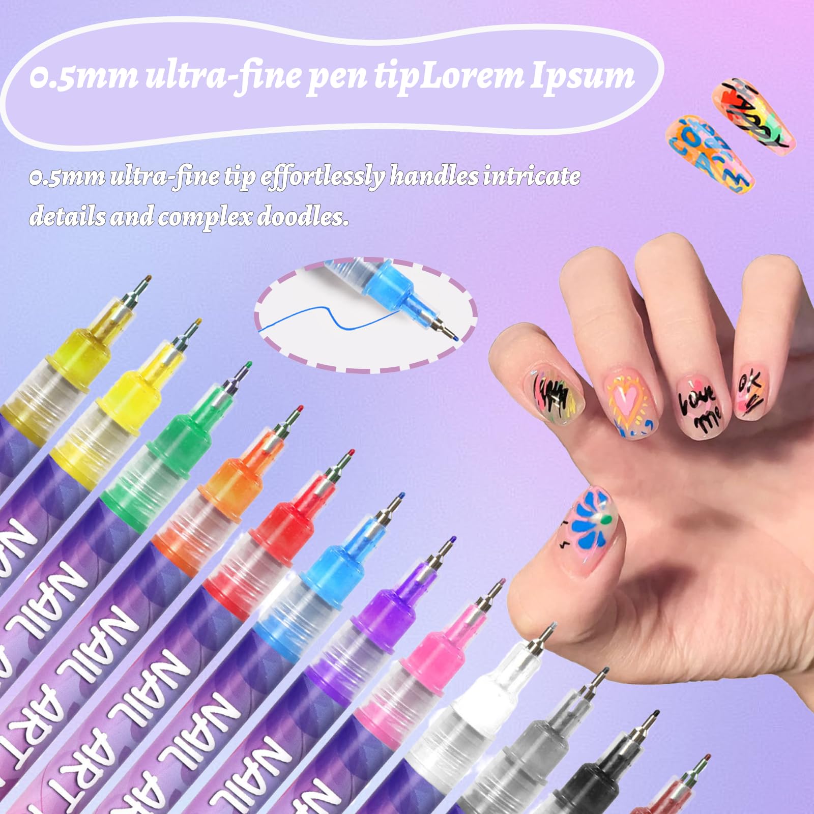 PNNDSST at-home DIY nail art tools for letters, patterns, and French tips.