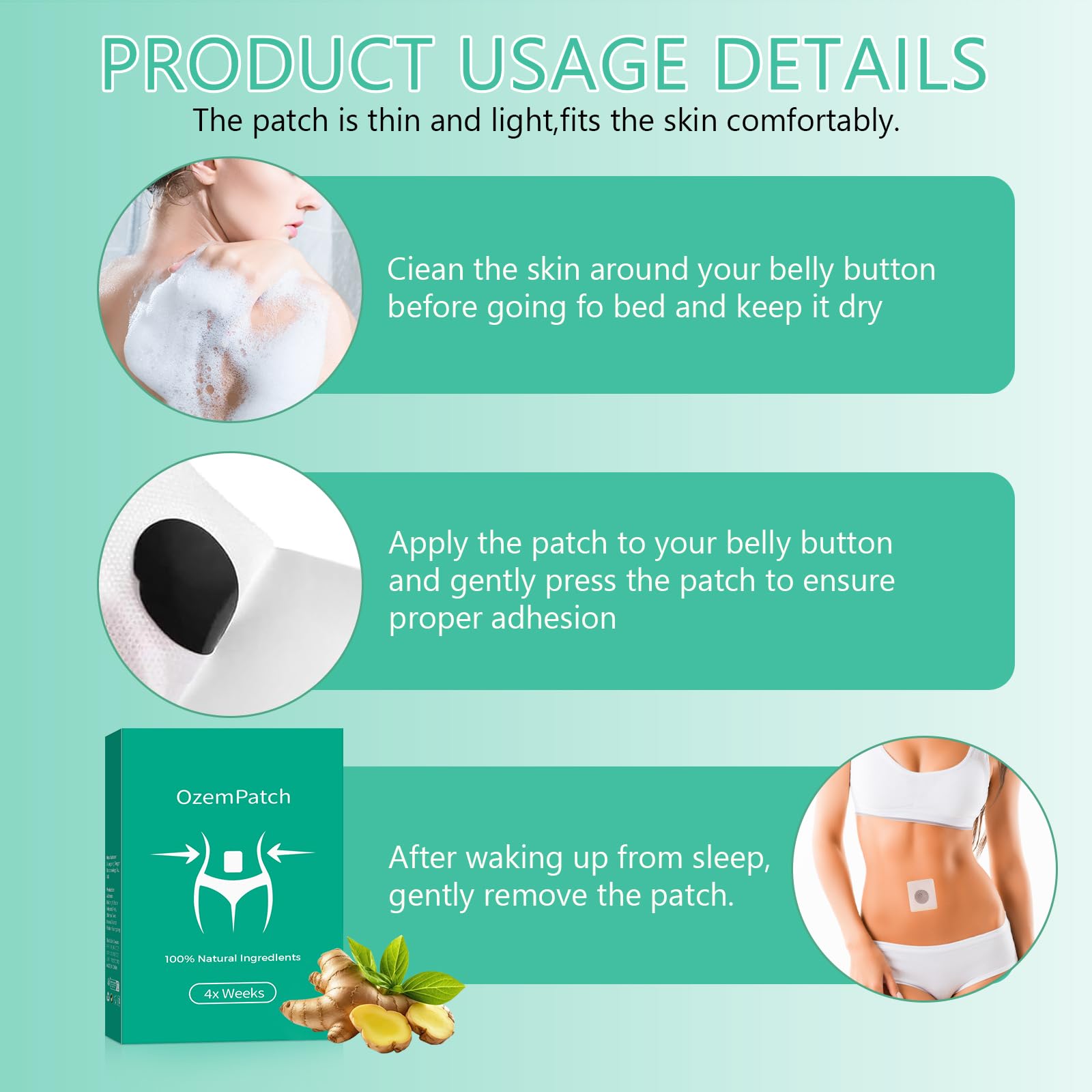 Pnylqo RejuvaCare Ozempatch applied to abdomen for firmer feel