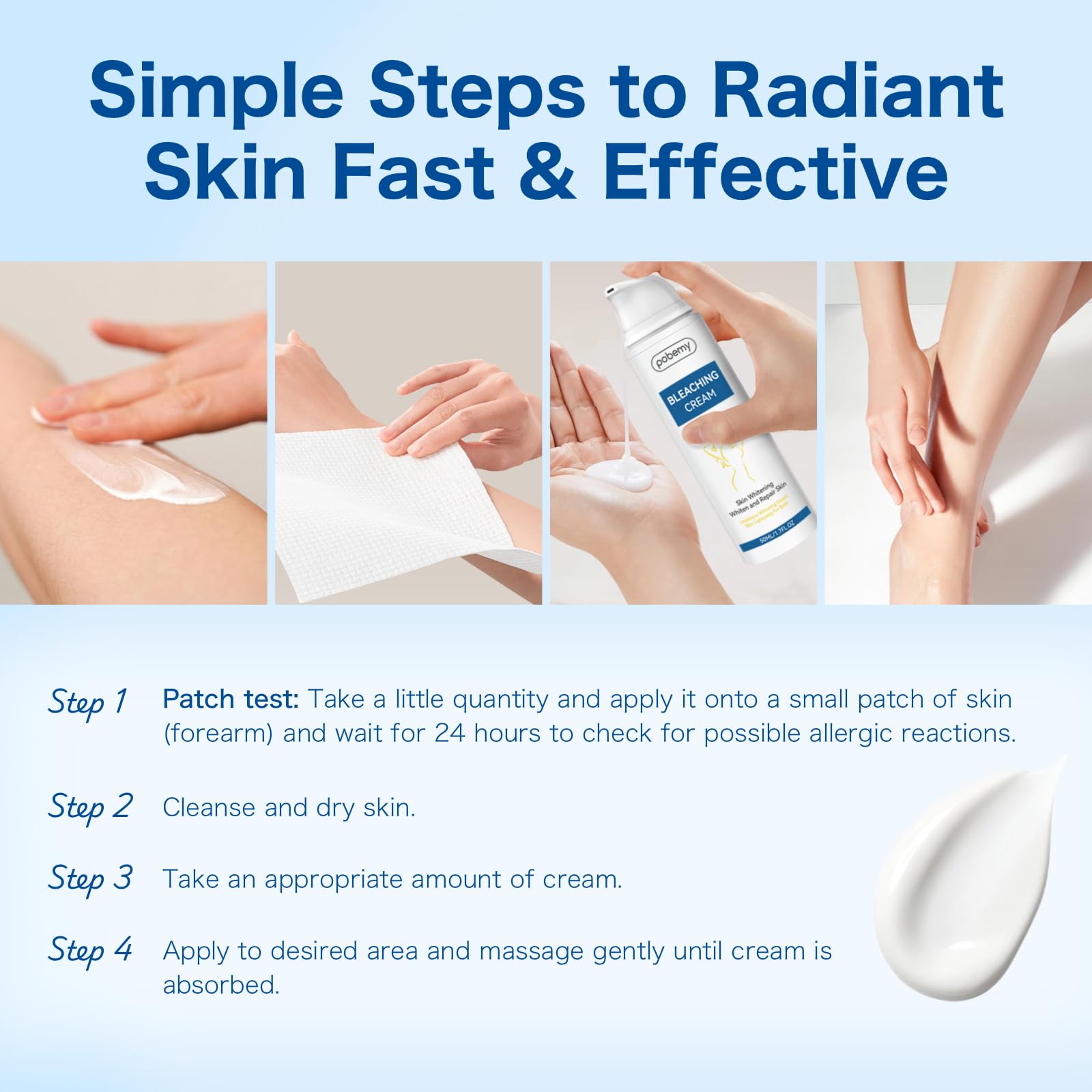 POBEMY Skin Bleaching Cream knees-elbows close-up for even-toned joints