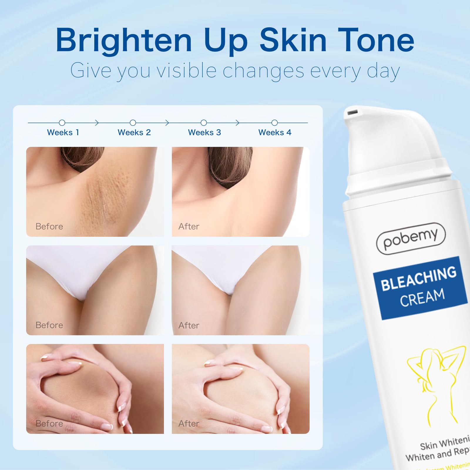 POBEMY Skin Bleaching Cream texture close-up highlights hydrating formula for smooth application