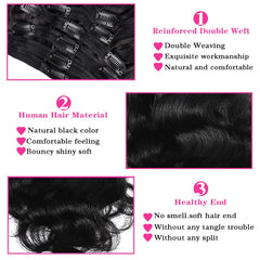 Pobokix Body Wave clip-in extensions stainless clips close-up showing secure grip