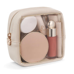 Pocmimut mini makeup bag clear front view with quick-access storage.