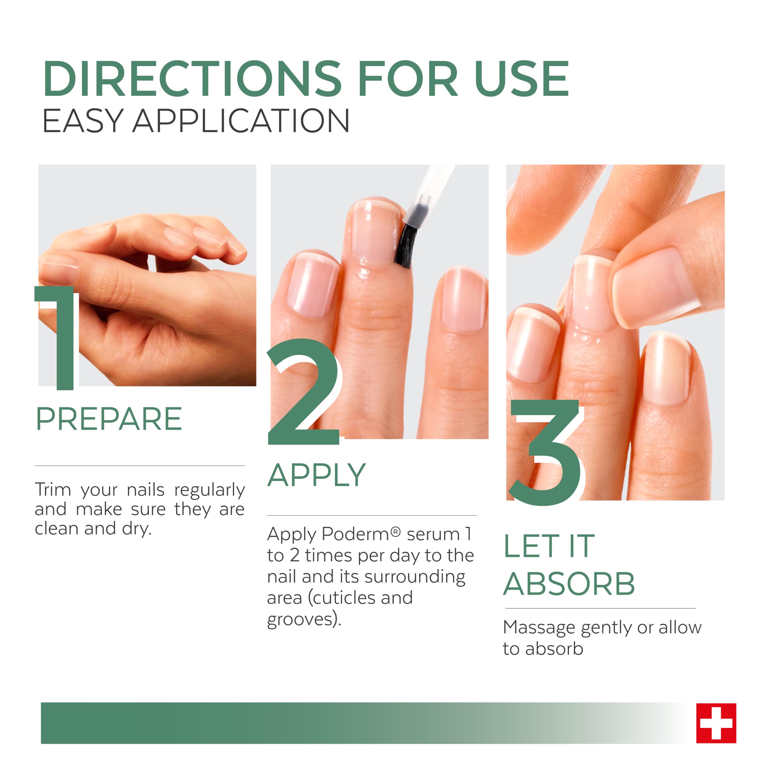 Poderm cuticle care illustration showing hydration and protection of surrounding skin.