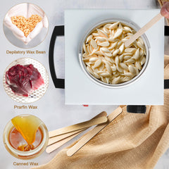 Podoy wax warmer kit included highlighting 200 sticks and manual for at-home waxing