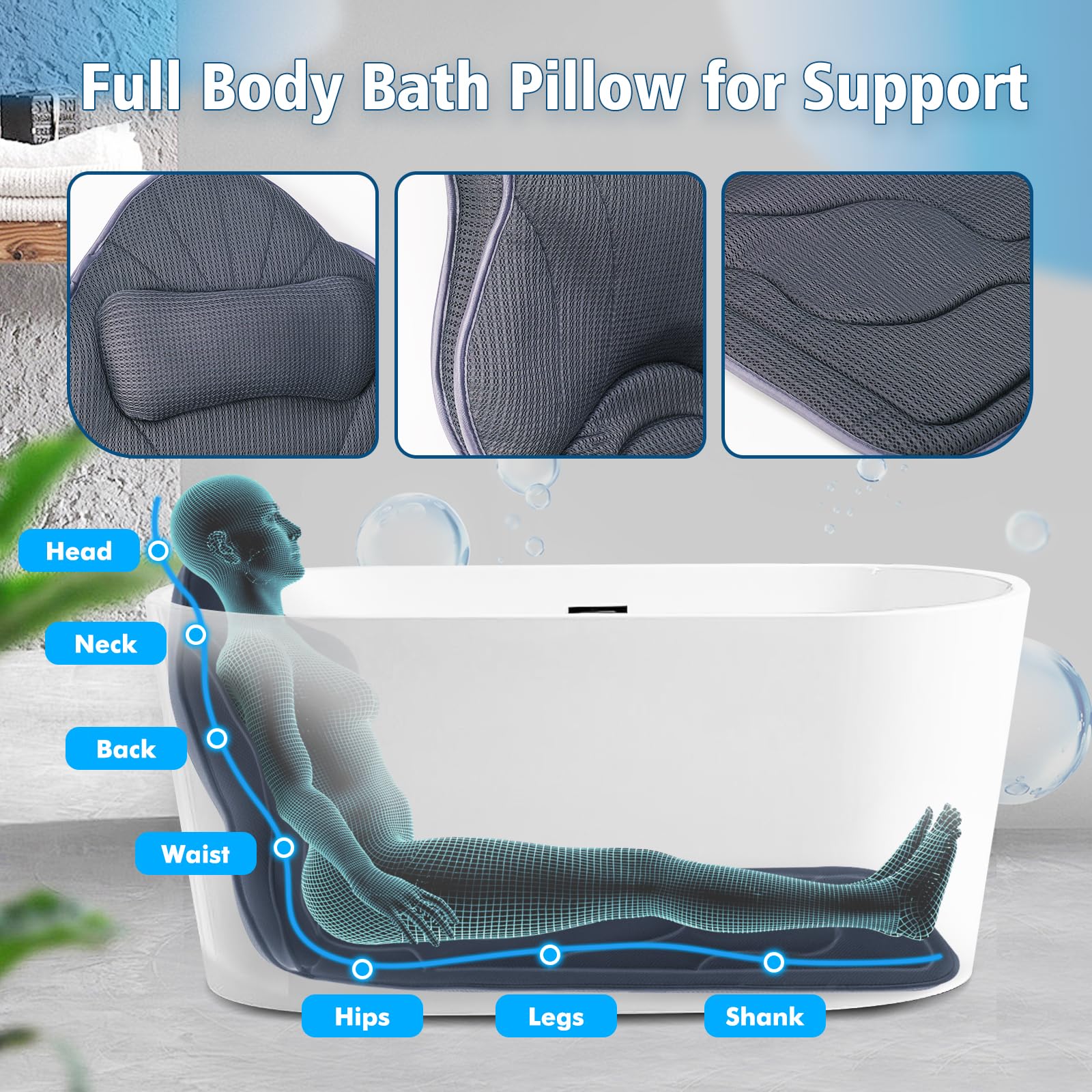 Poemland 3D-air-mesh technology promotes quick drying and breathability after a bath.