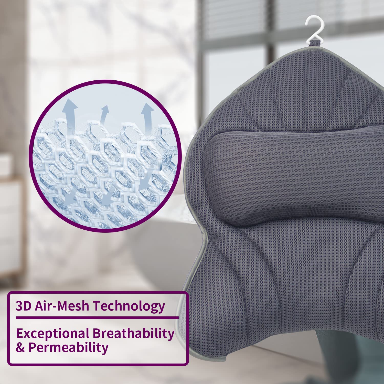 Poemland bath pillow with air mesh technology for quick drying