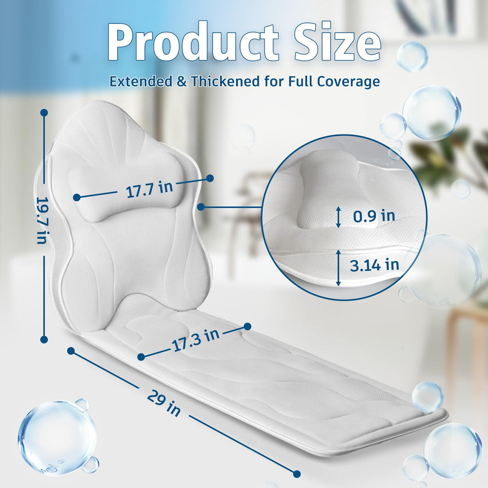 Poemland bath pillow anti-slip cups bottom shows secure grip on tub surface during use.