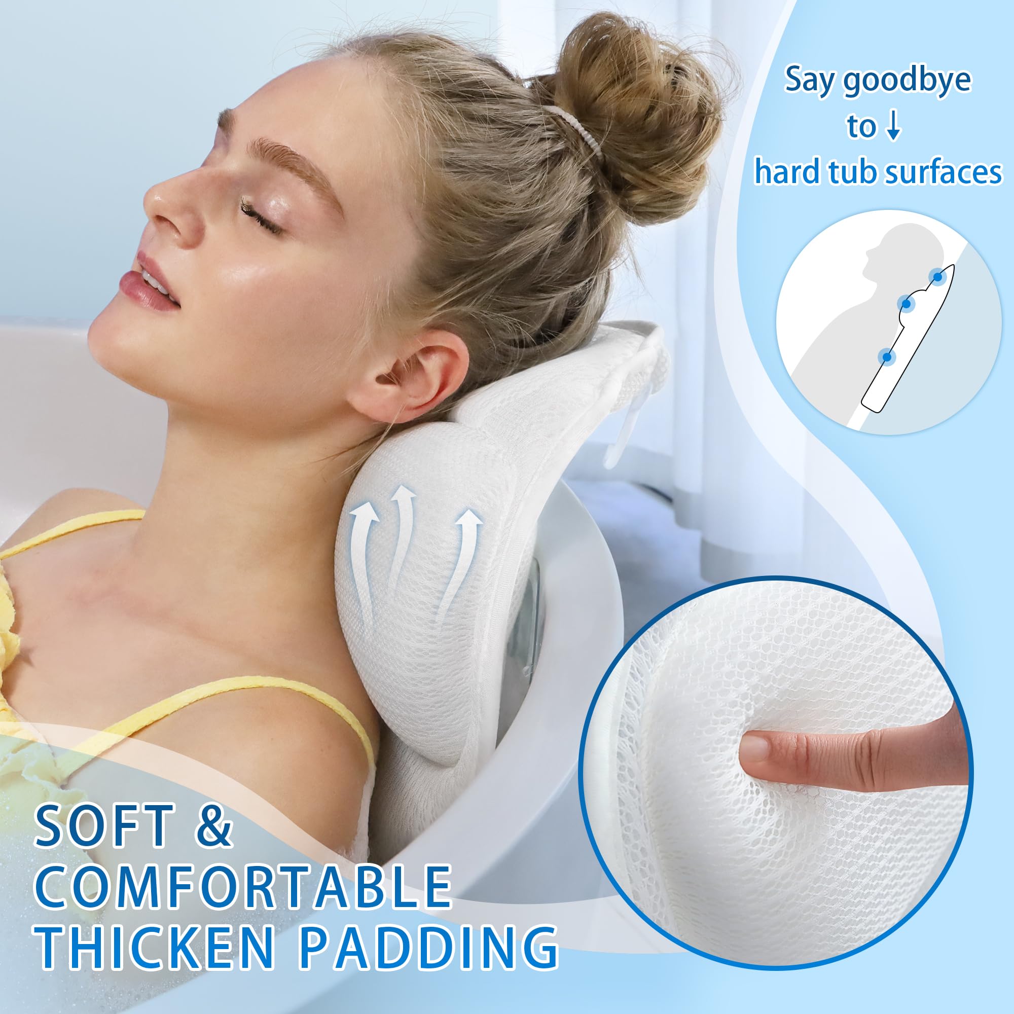Poemland bath pillow back-pad provides upper body support for a longer, indulgent soak
