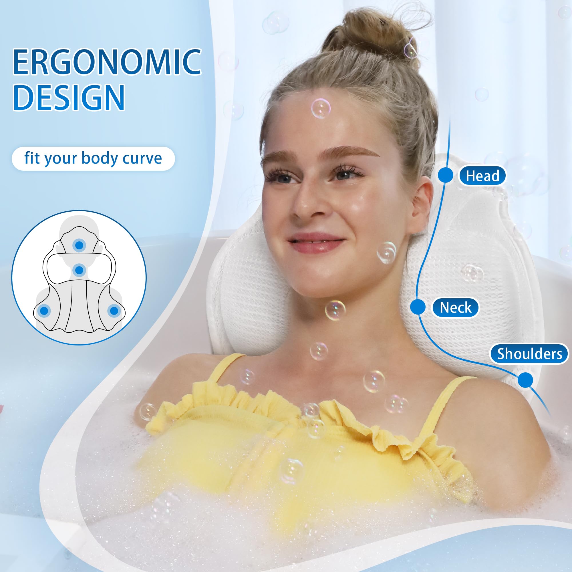Poemland bath pillow fits all tubs for versatile spa-like experiences