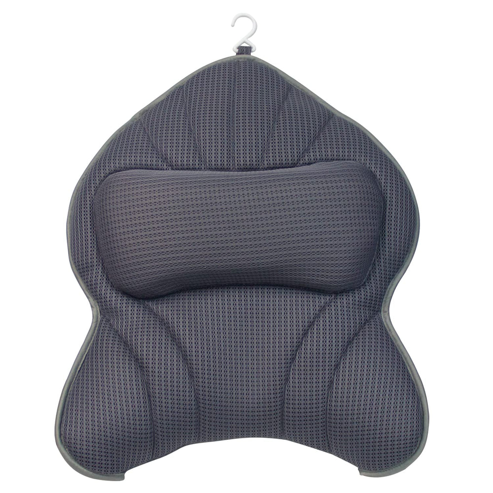 Poemland bath pillow in tub usage showing full back support