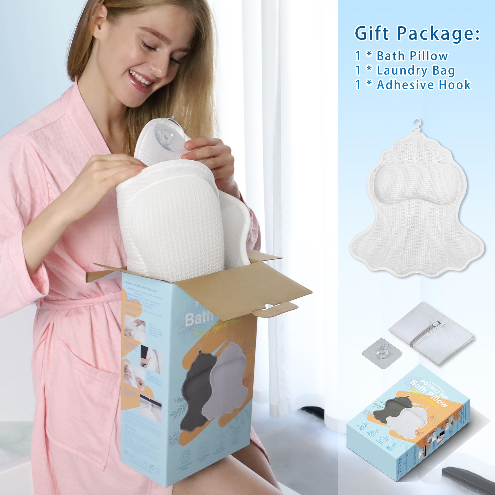 Poemland bath pillow gift-ready packaging makes a thoughtful spa-like gift