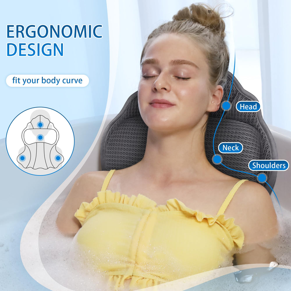 Poemland bath pillow with six suction cups for secure placement in tub
