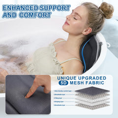 Poemland ergonomic neck-back-lumbar support contour supports the body during relaxing soaks.