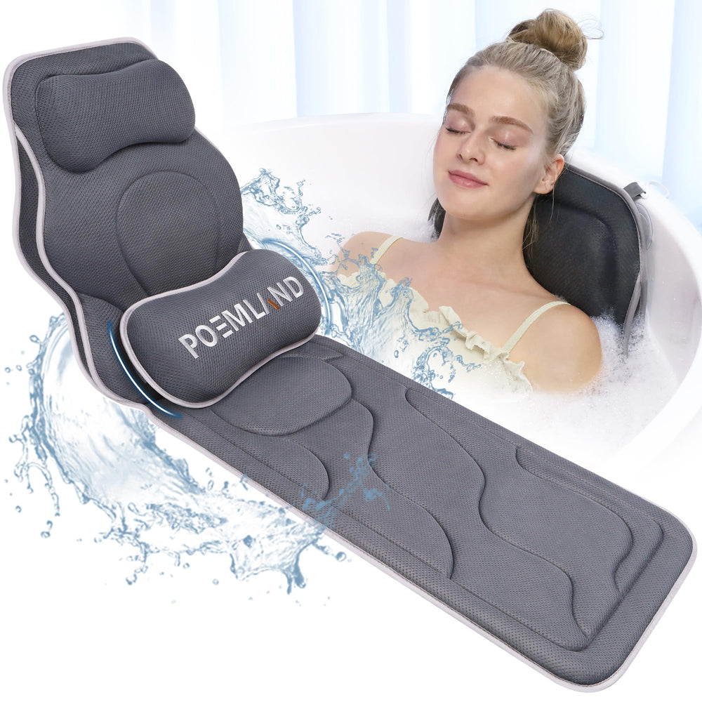 Poemland full-body bath pillow showcases a long, cushioned surface for extended tub comfort.