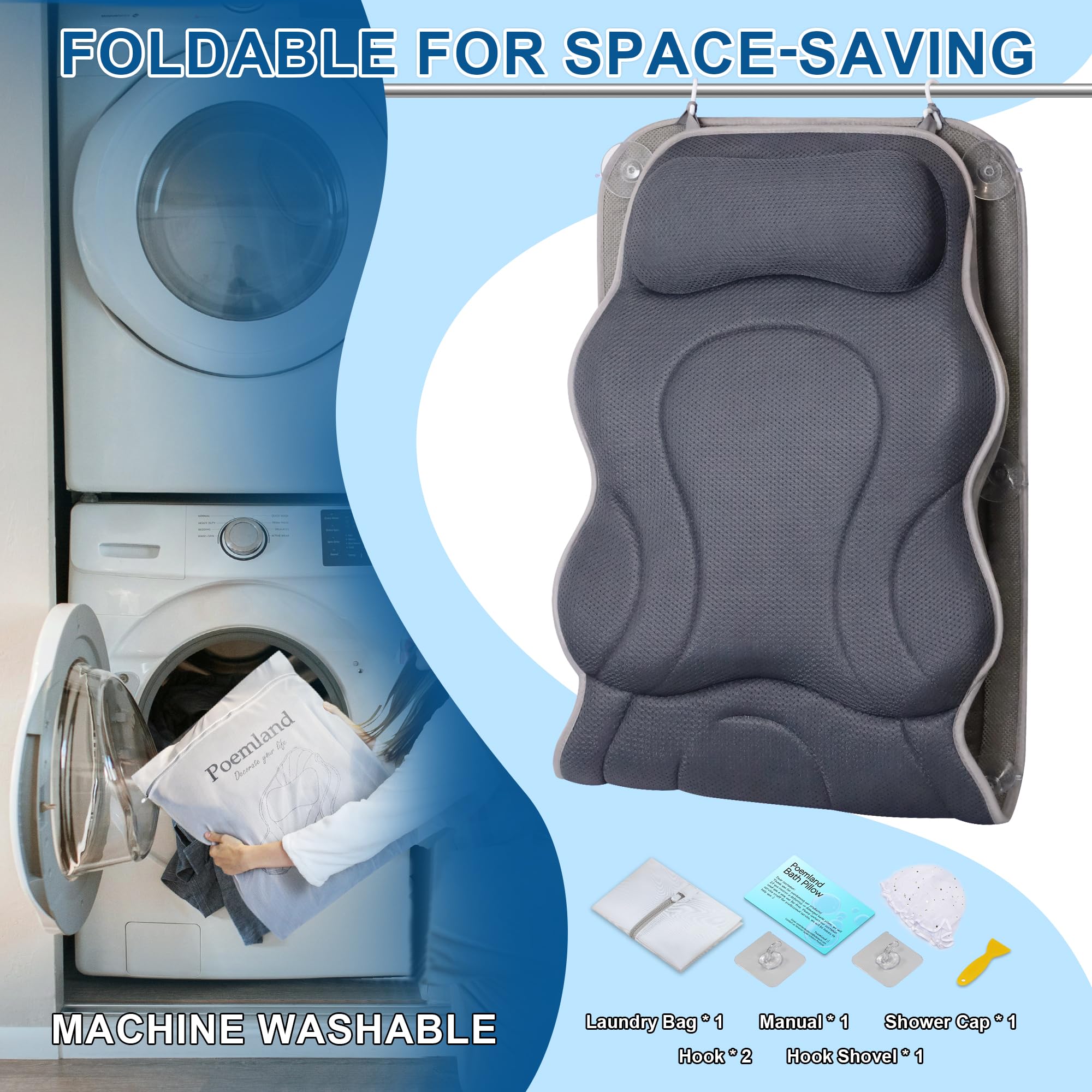 Poemland gift-ready bath pillow enhances self-care routines for bath lovers.