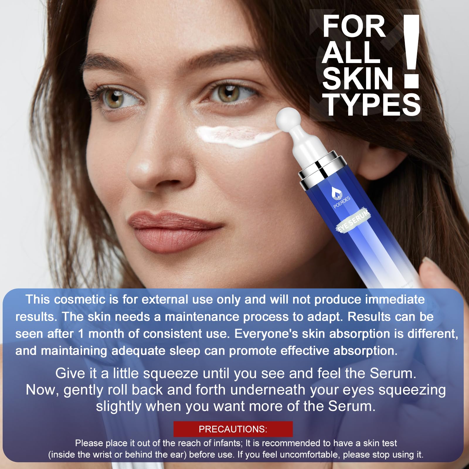POEROES Eye Serum swatch demonstrates quick absorption and hydrating hyaluronic acid