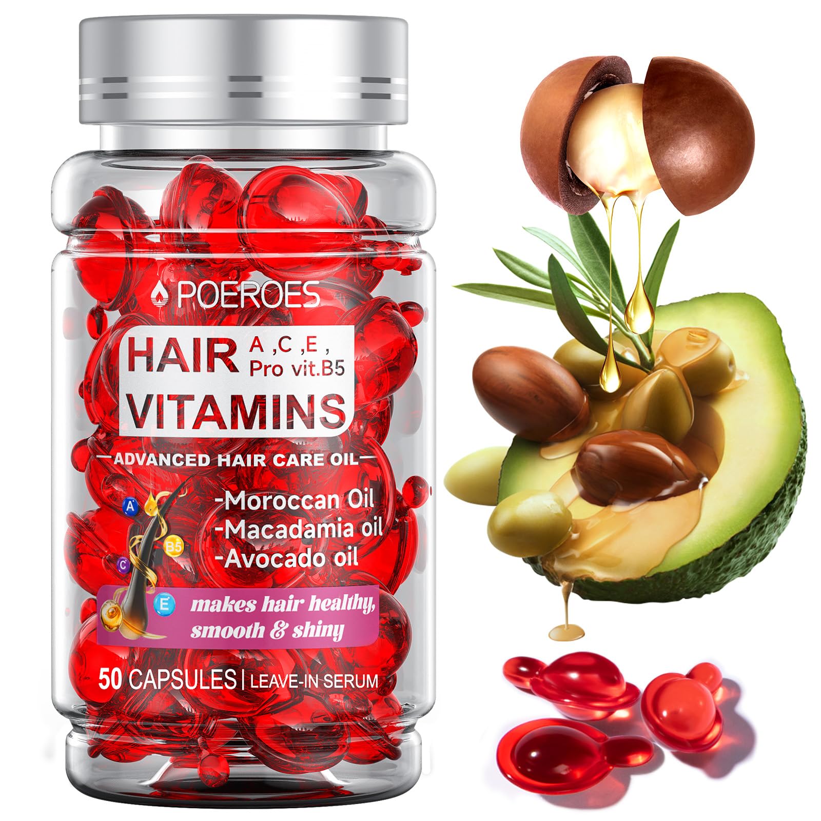 POEROES Hair Oil capsules bottle for convenient daily use and nourishment.