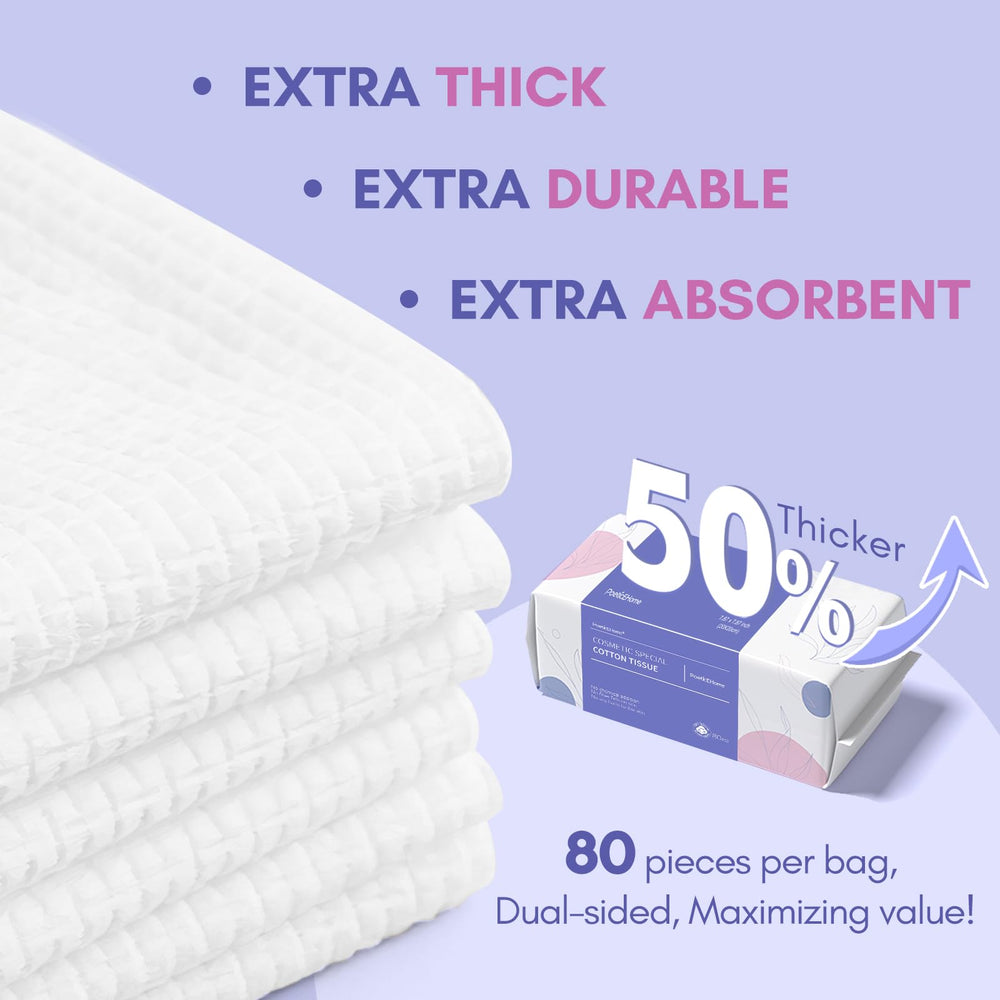 PoeticEHome biodegradable cotton tissue ideal for makeup removal and cleaning.