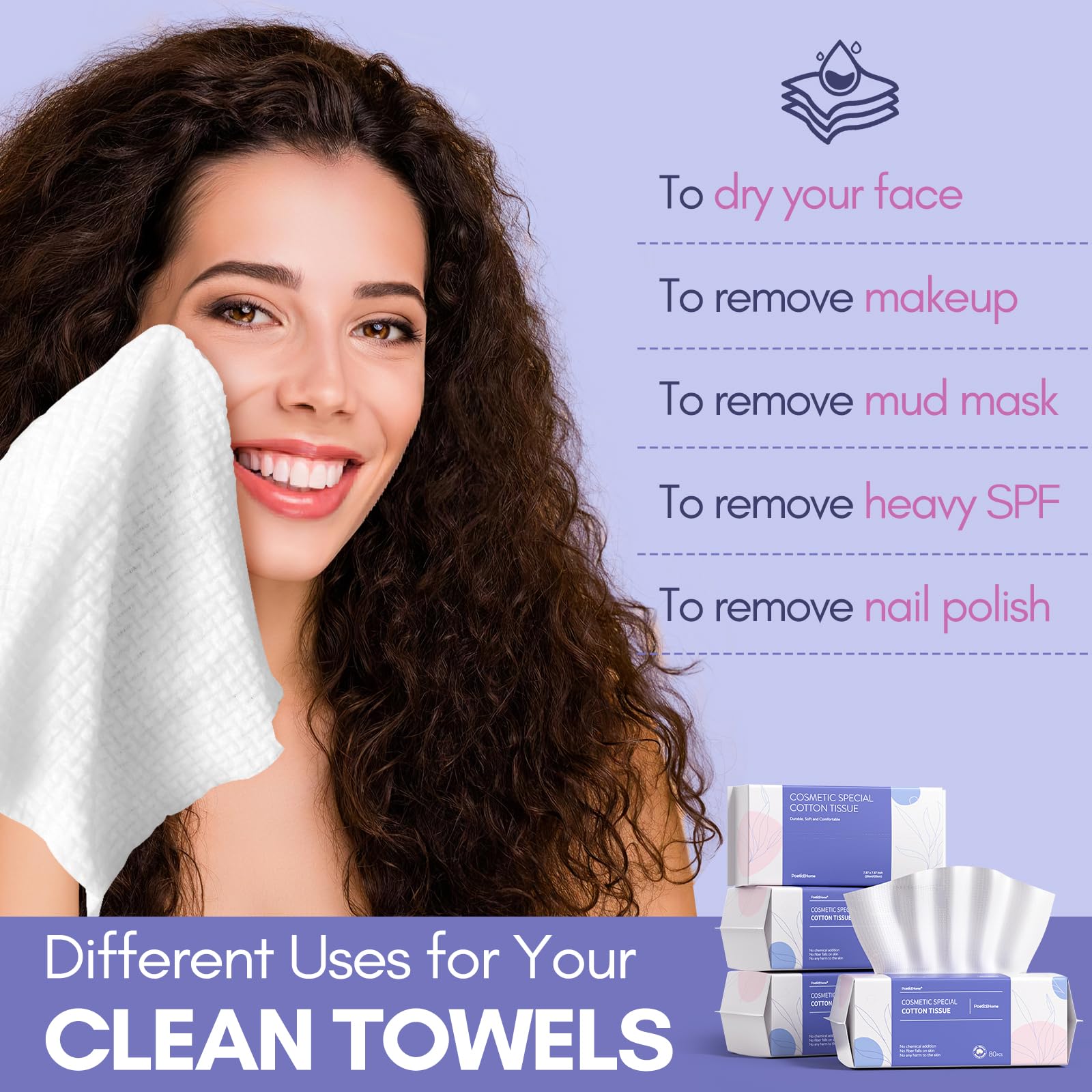 PoeticEHome towel texture close-up, showing plush fibers for soft daily cleansing.