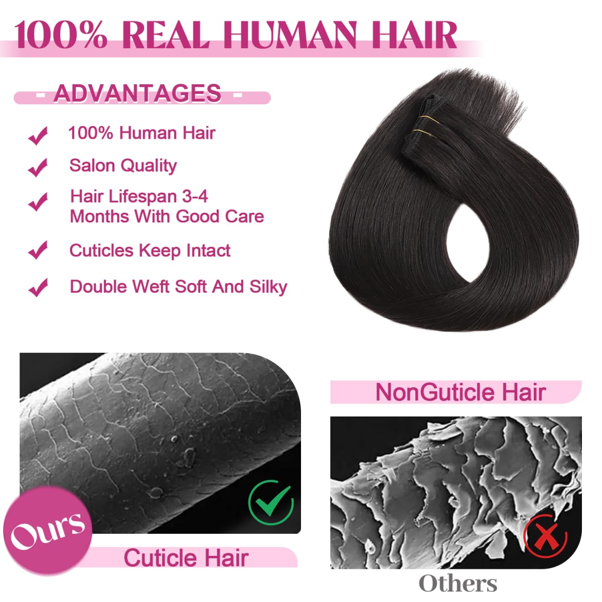 POGINJA clip-in hair extensions 18-clips-per-set demonstrates versatile fullness for quick style upgrades