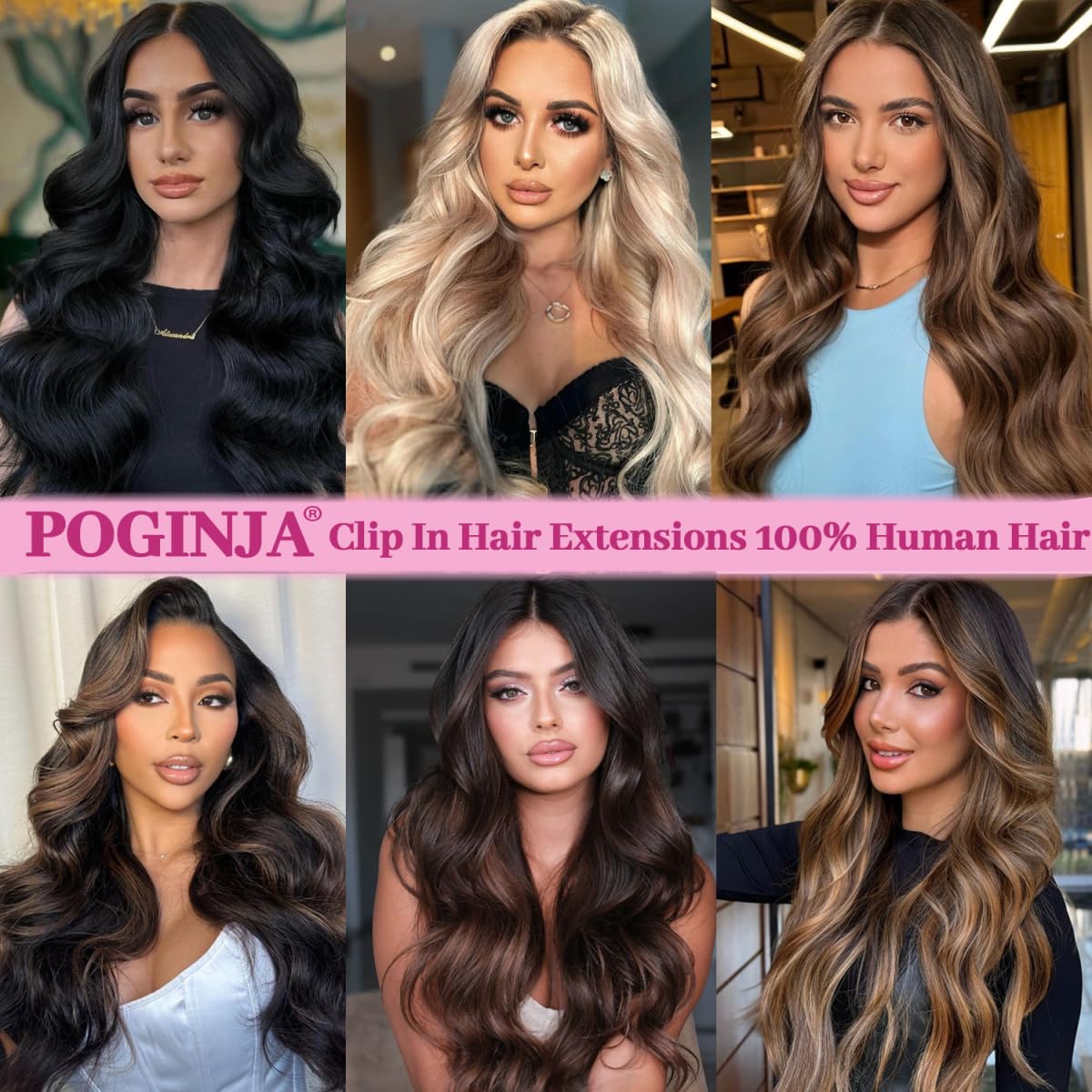 POGINJA clip-in hair extensions 20-inch length adds elegant movement and length