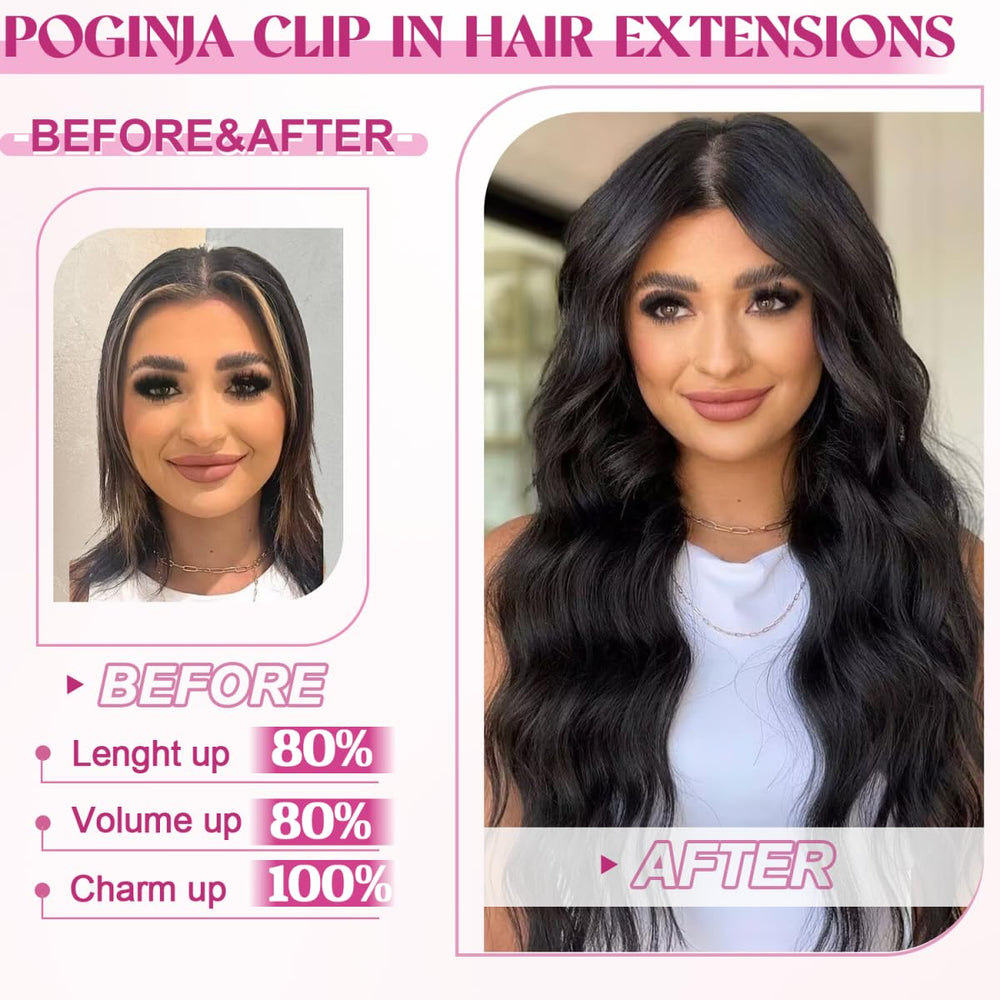POGINJA clip-in hair extensions soft rubber clips protect scalp during wear