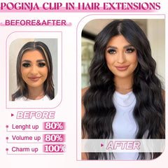 POGINJA clip-in hair extensions soft rubber clips protect scalp during wear