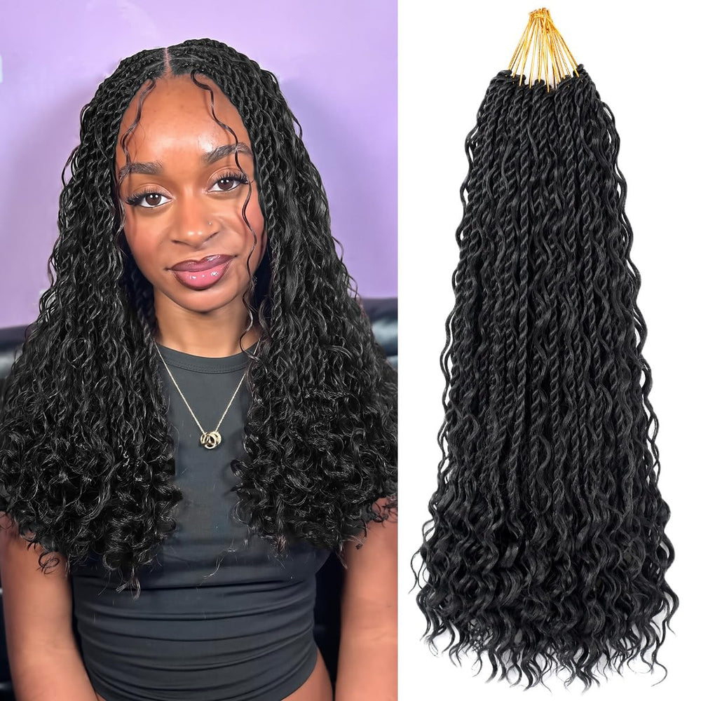 Pojui Senegalese twist crochet hair 18in natural black offers bold, full look for daily wear.