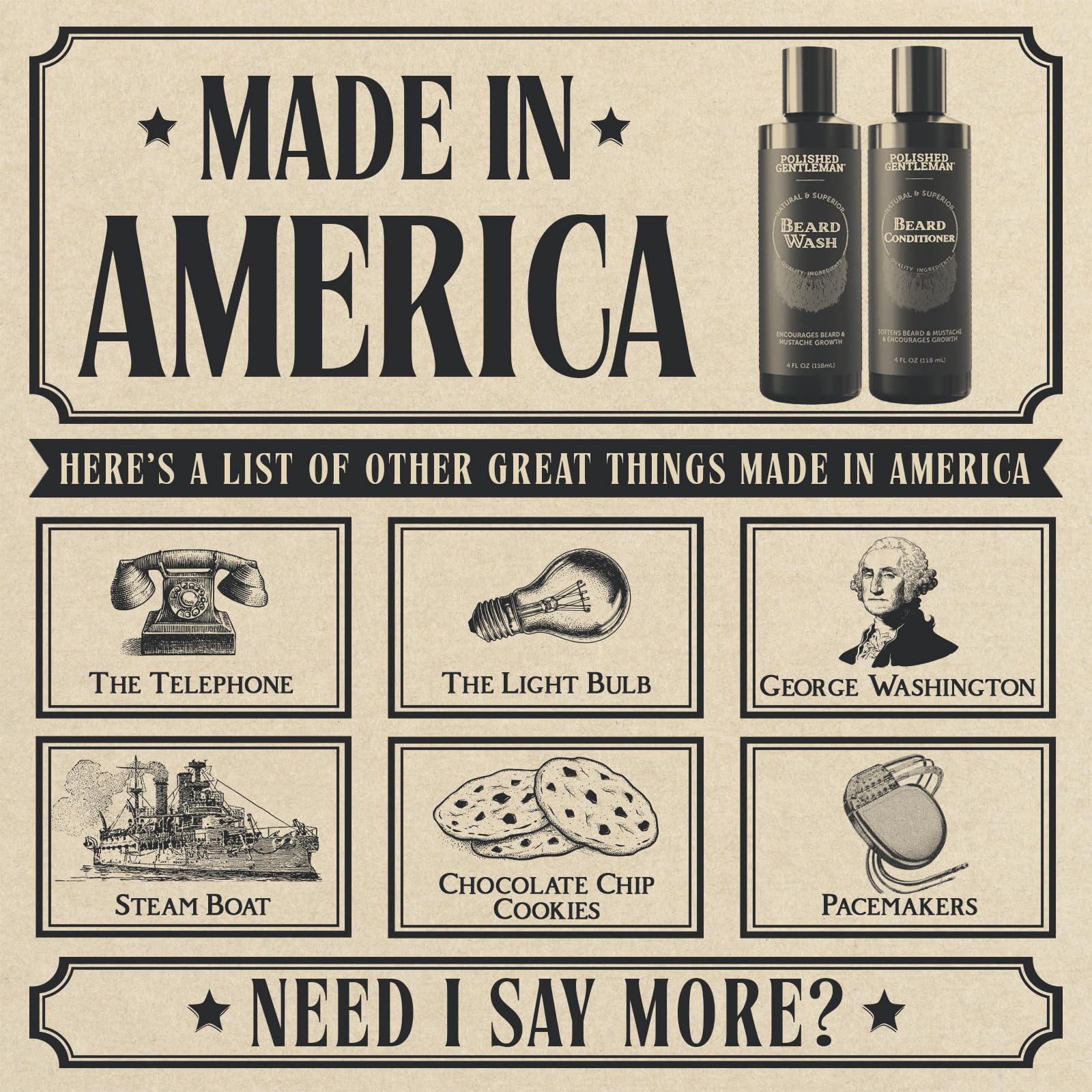 Polished Gentleman beard conditioner bottle cap, softening and detangling unruly facial hair.