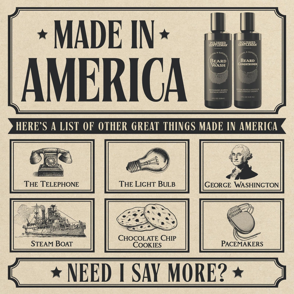Polished Gentleman beard conditioner bottle cap, softening and detangling unruly facial hair.