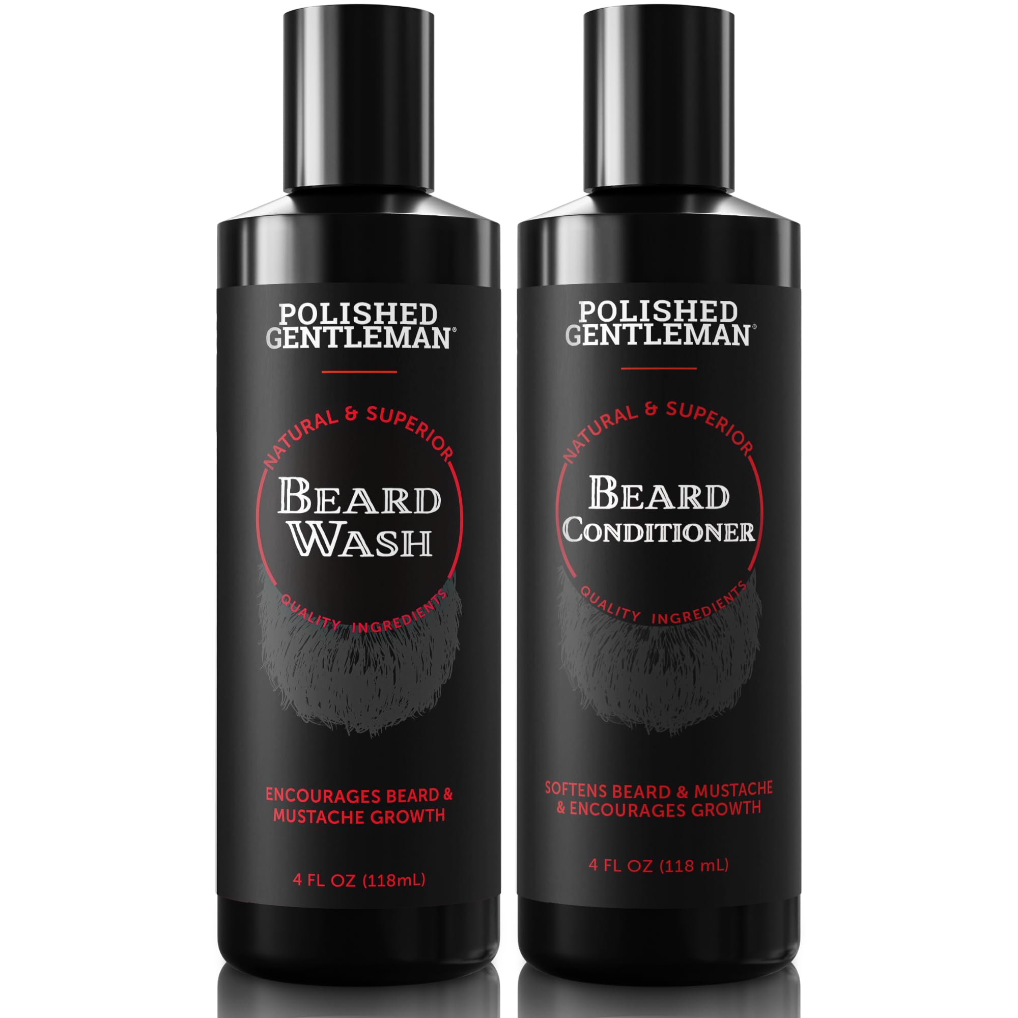 Polished Gentleman beard wash bottle with pump for clean beard and refreshed skin.