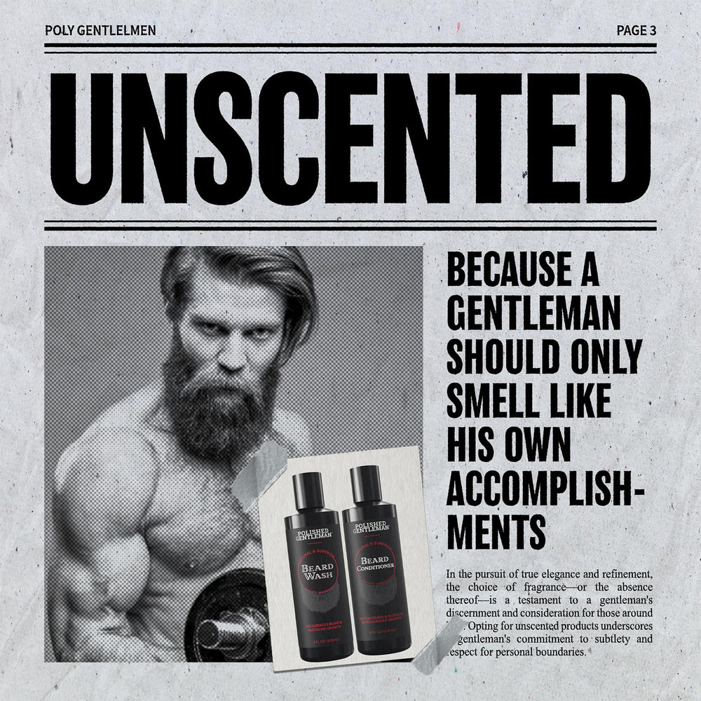 Polished Gentleman beard wash close-up, creating a rich lather that cleanses beard and skin.