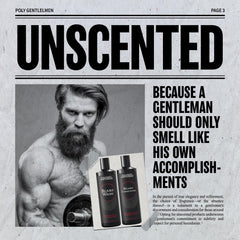 Polished Gentleman tea tree unscented label highlights natural ingredients
