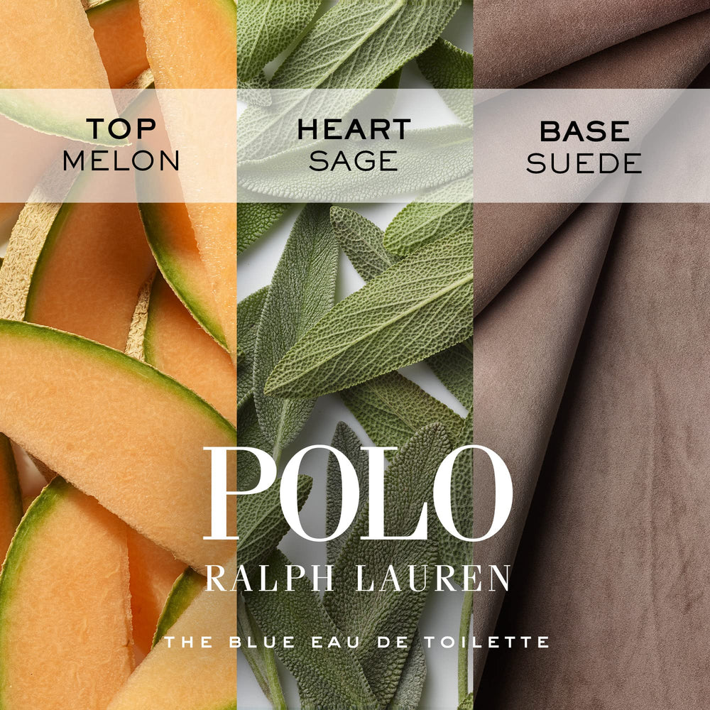 Polo Blue eau de toilette bottle emphasizes oceanic freshness for daytime wear.