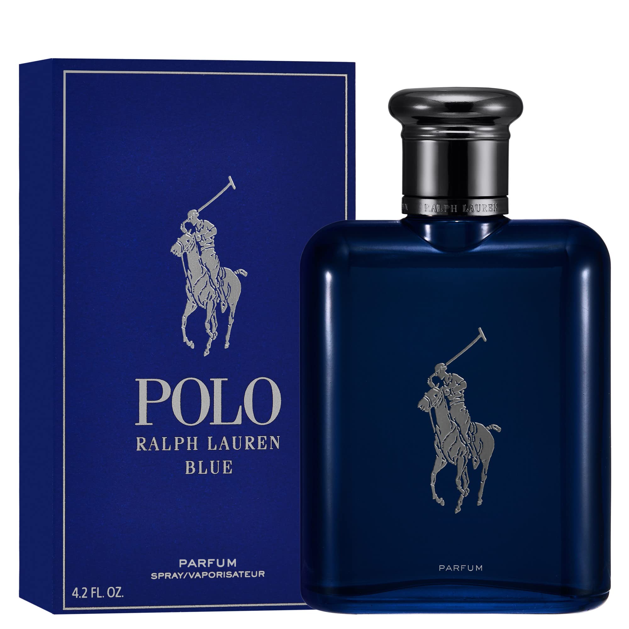 Navy Polo Blue Parfum bottle silhouette evokes seaside lifestyle and timeless luxury.
