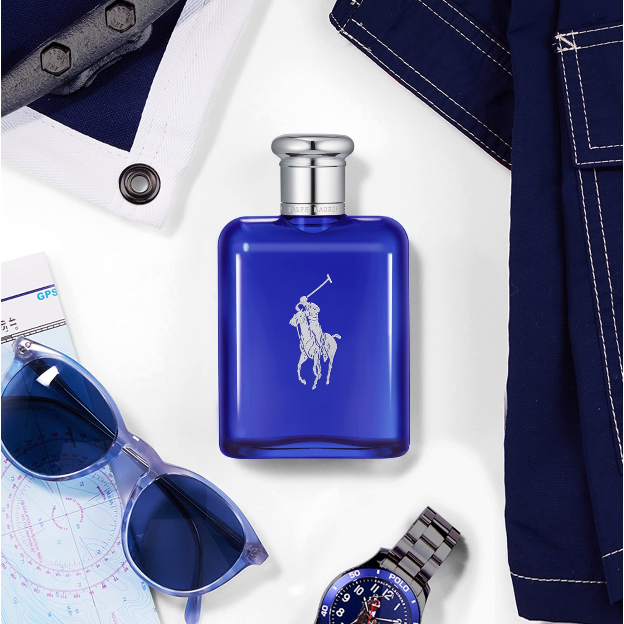 Polo Blue woody base emphasizes patchouli and suede synergy for lasting sophistication.