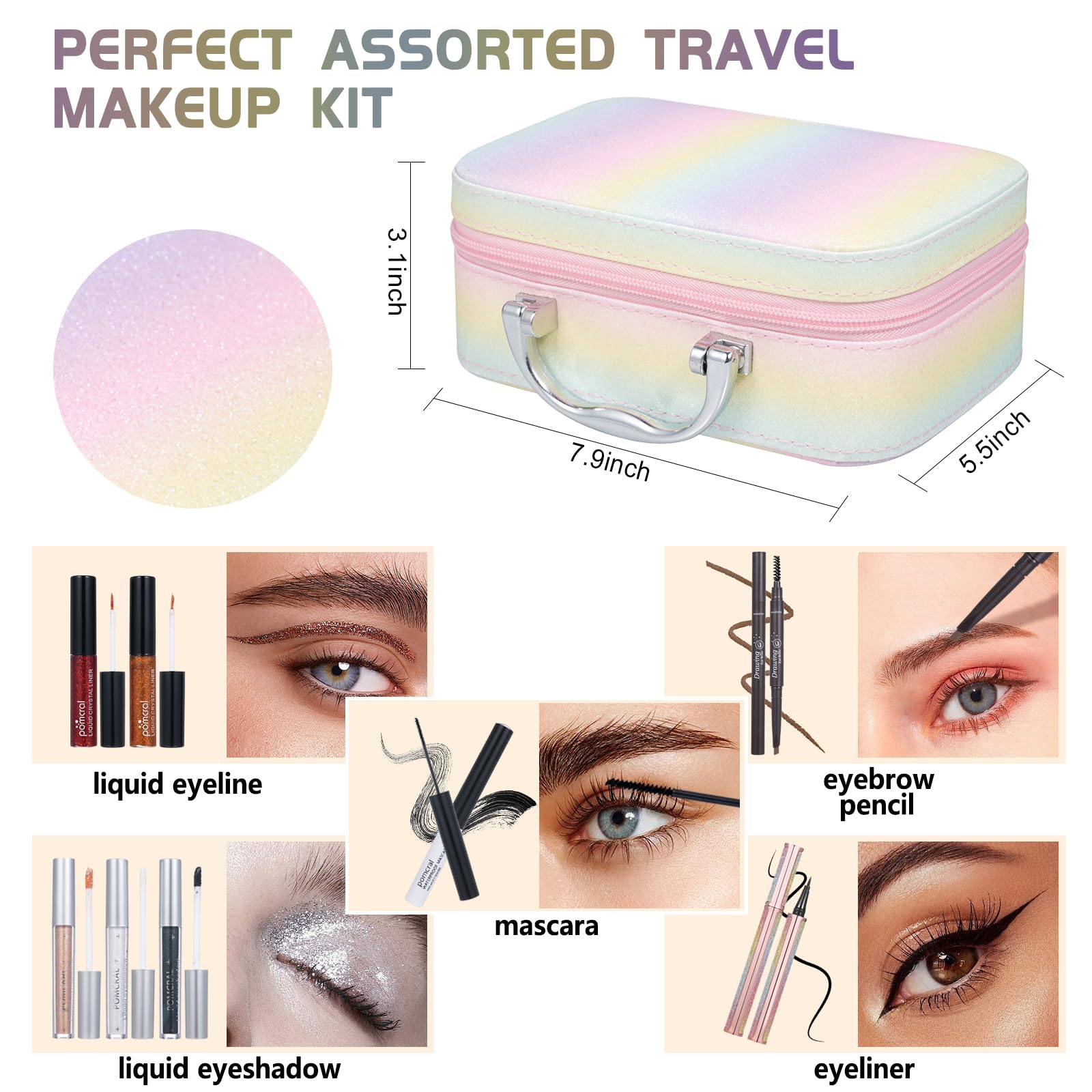 Pomcral All In On Makeup Kit eyebrow pencil helps shape and define brows easily.