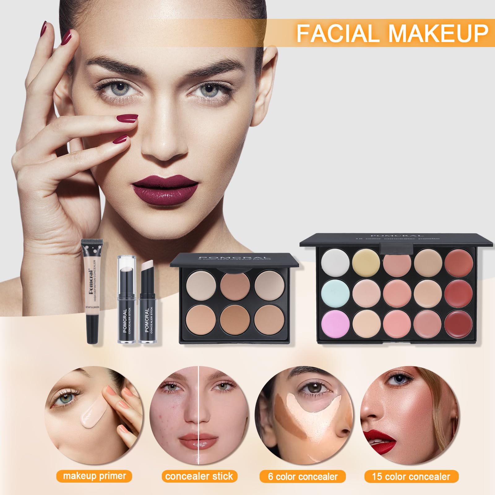 Pomcral makeup kit teens - makeup brush set for precise application.