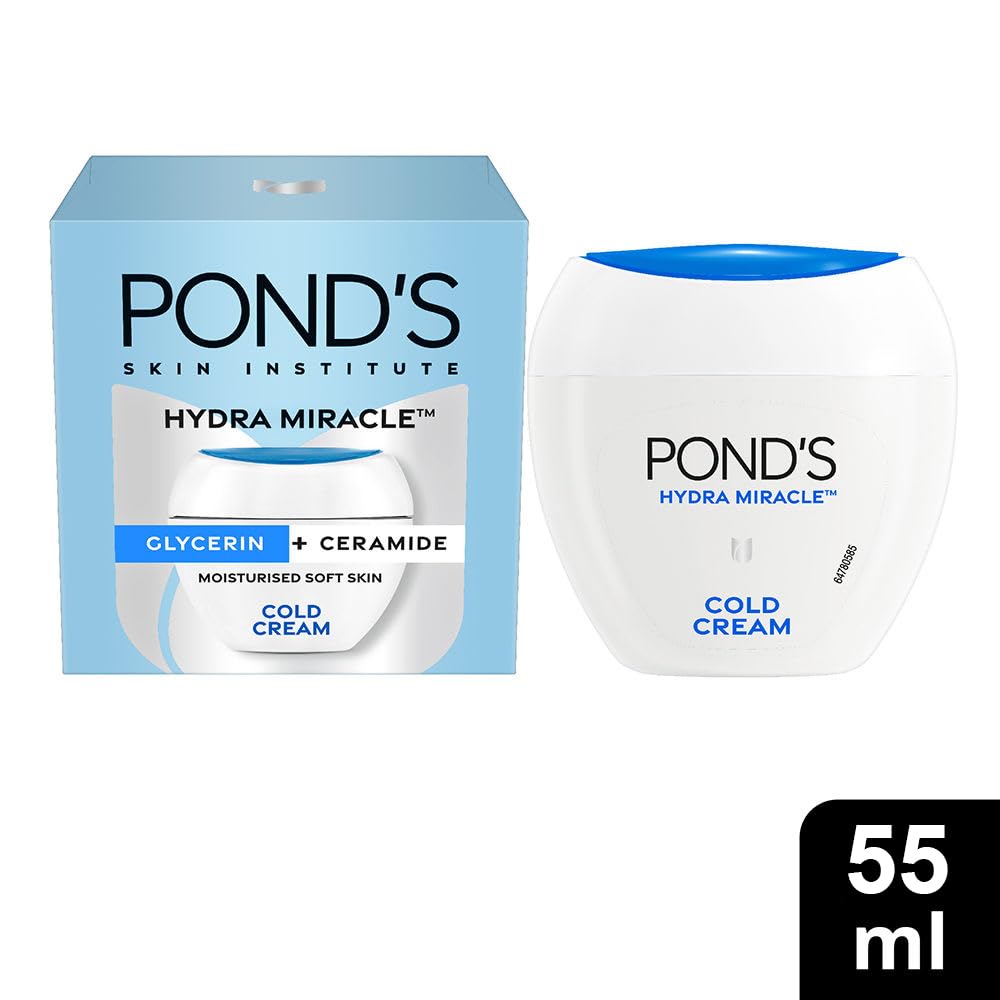 POND'S Cold Cream texture spread on hand demonstrates moisturization.