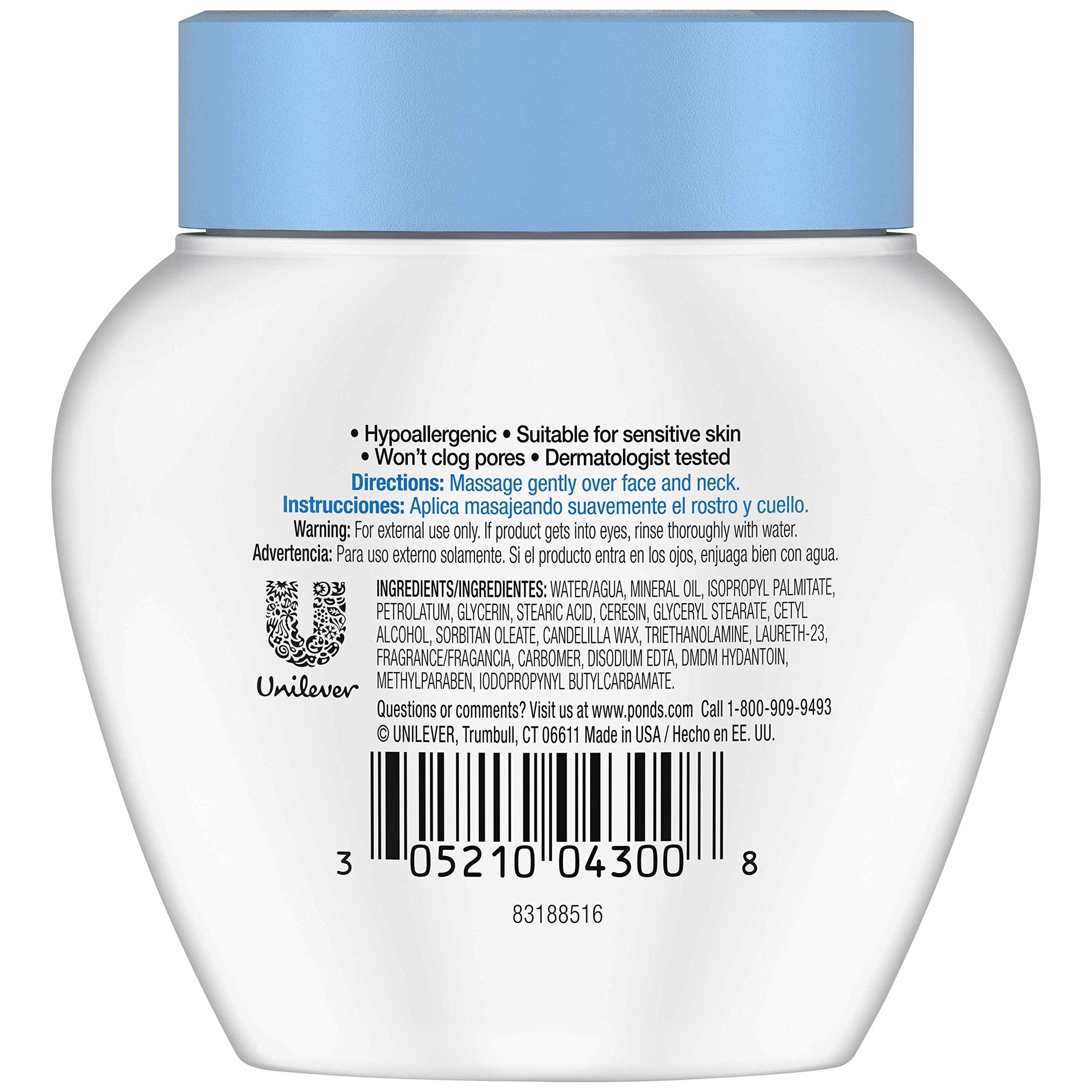 Pond's Dry Skin Cream absorption shot highlights non-greasy feel as it sinks in.