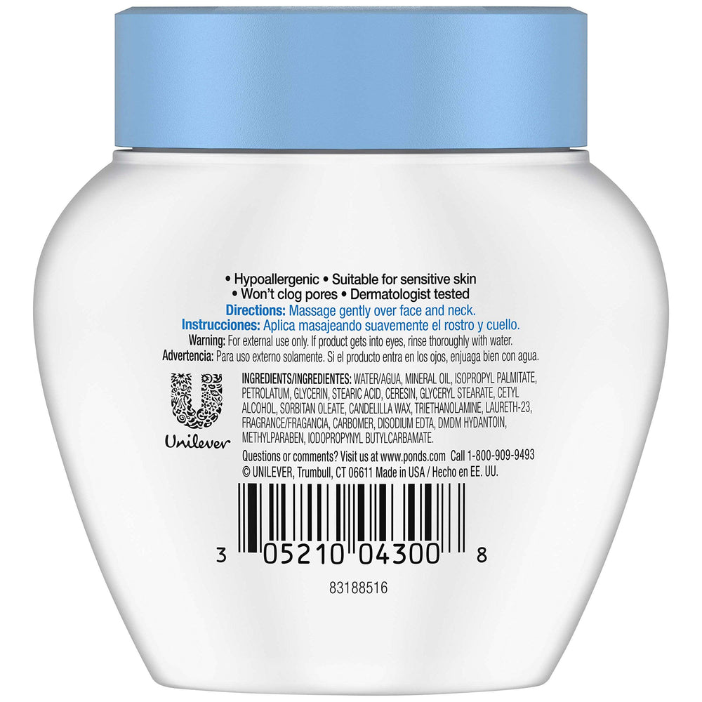 Pond's Dry Skin Cream absorption shot highlights non-greasy feel as it sinks in.