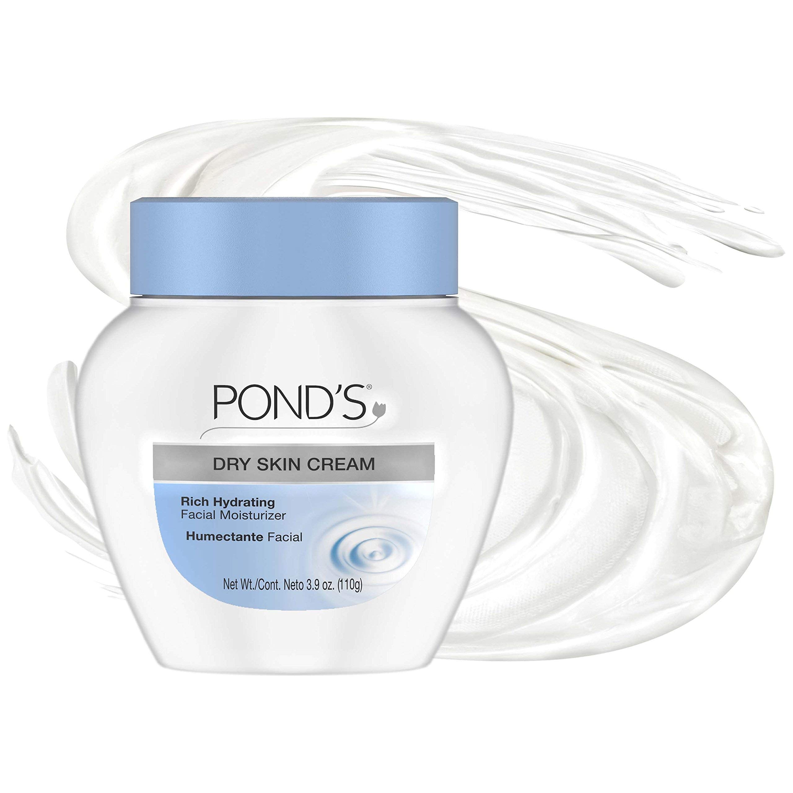 Pond's Dry Skin Cream night routine application delivers comforting overnight hydration.