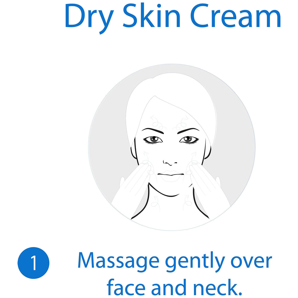 Pond's Dry Skin Cream tub closeup shows creamy consistency for smoothing dry patches.