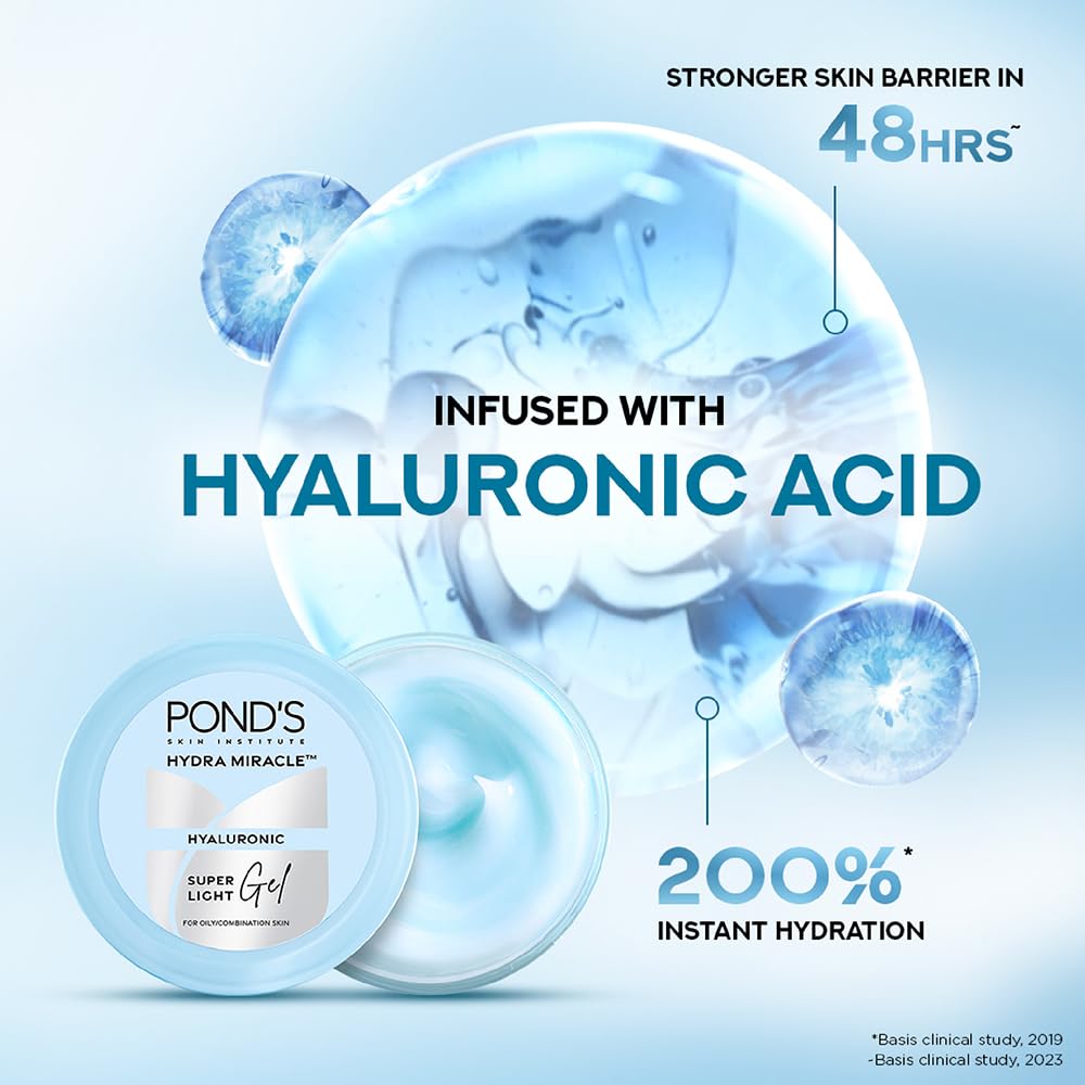 Easy-to-use pump dispenser of POND'S Super Light Gel for controlled application.