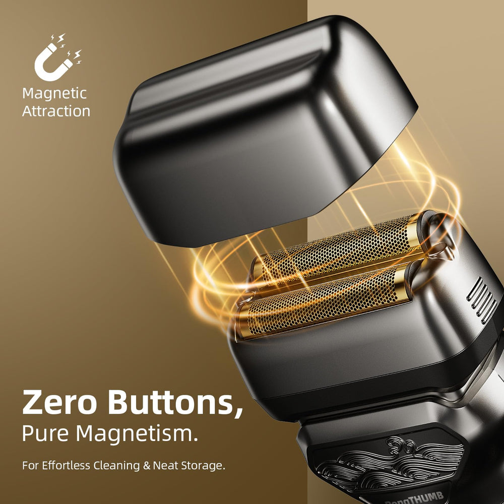 PongTHUMB waterproof shaver with cleaning brush included for easy maintenance.